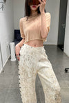 BASERANGE navel-baring T-shirt TOSC-CG-SP24 pink camel
